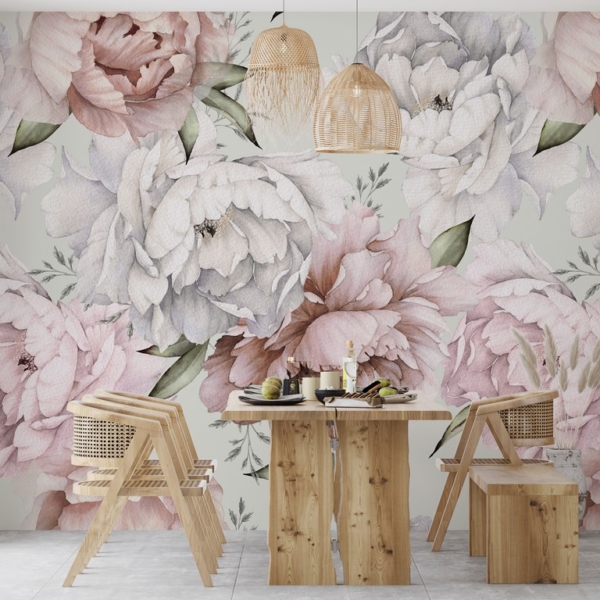 Fototapete Blumenstrauß aus leuchtenden Pfingstrosen