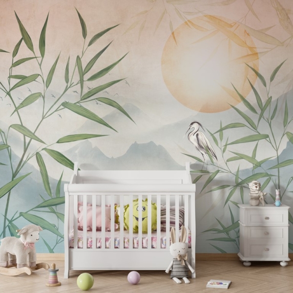 Wandreiher vor einem Hintergrund mit Sonnenuntergang