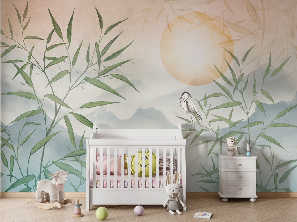 Wandreiher vor einem Hintergrund mit Sonnenuntergang