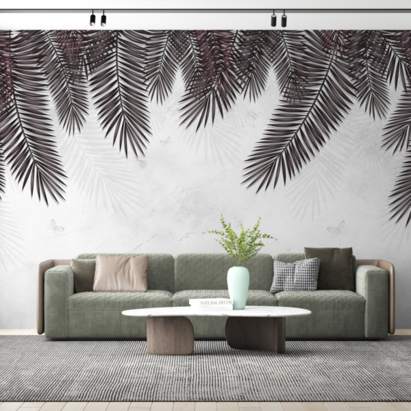 Fototapete Schwarze Palmblätter