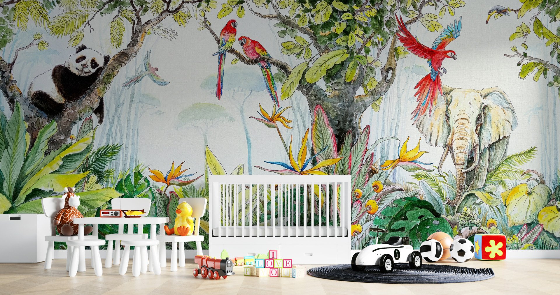 Fototapete Rote Papageien im Dschungel