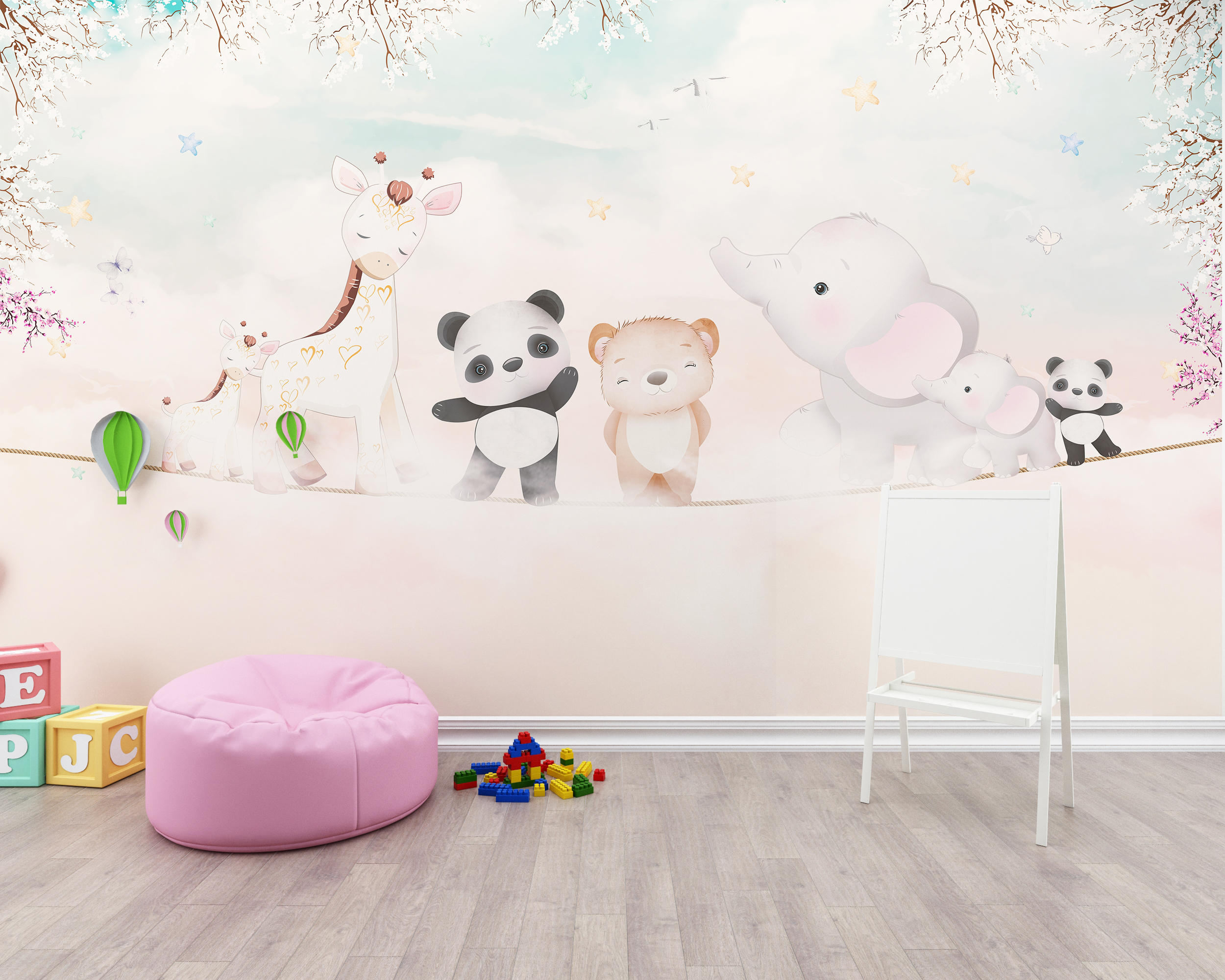 Wandgemälde mit vier Tieren