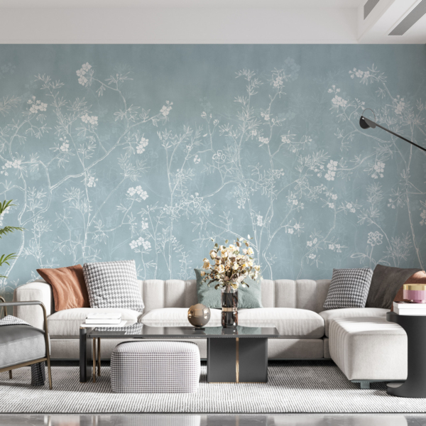 Fototape Zarte Blumen in Blau