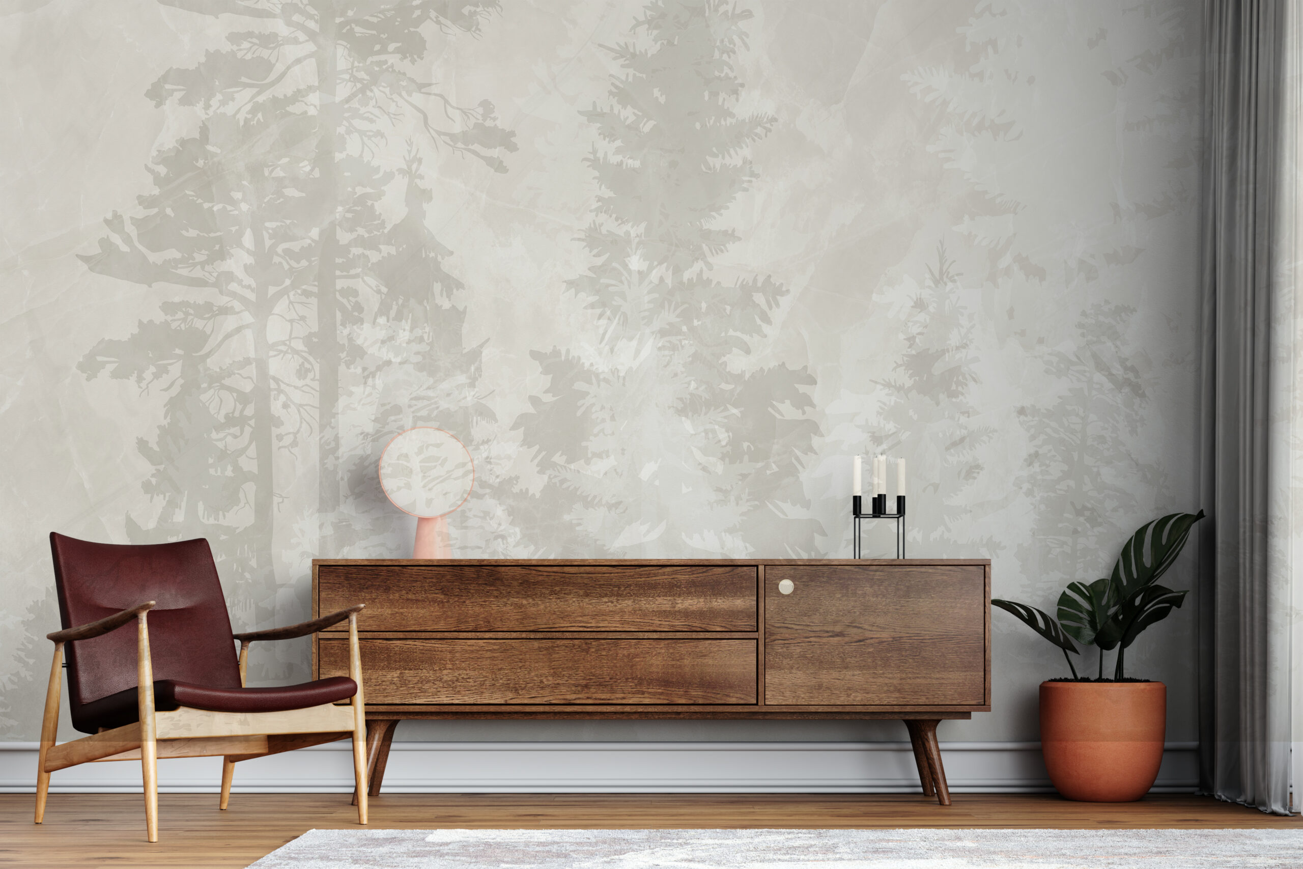 Fototapete Bäume im Nebel