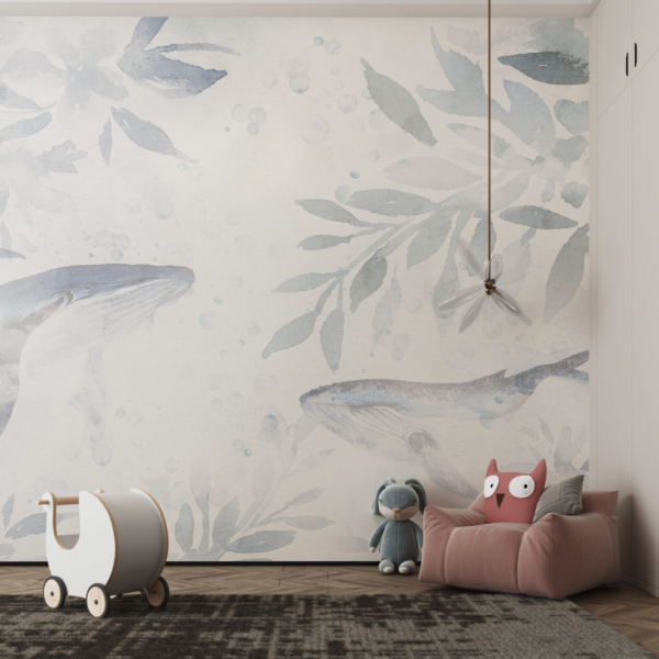 Wandgemälde mit zwei Walen
