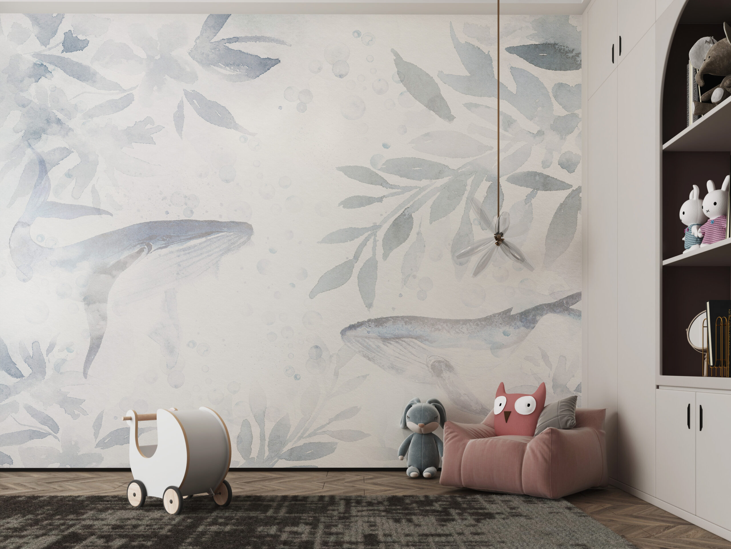 Wandgemälde mit zwei Walen