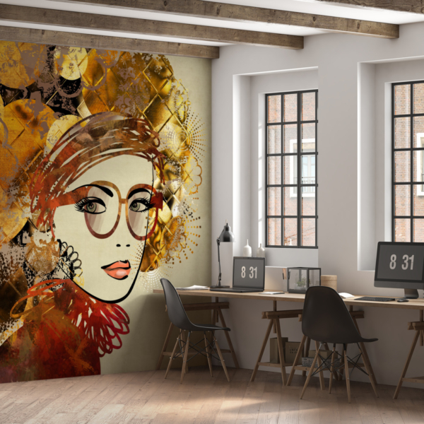 Wandgemälde Mädchen mit großer Brille