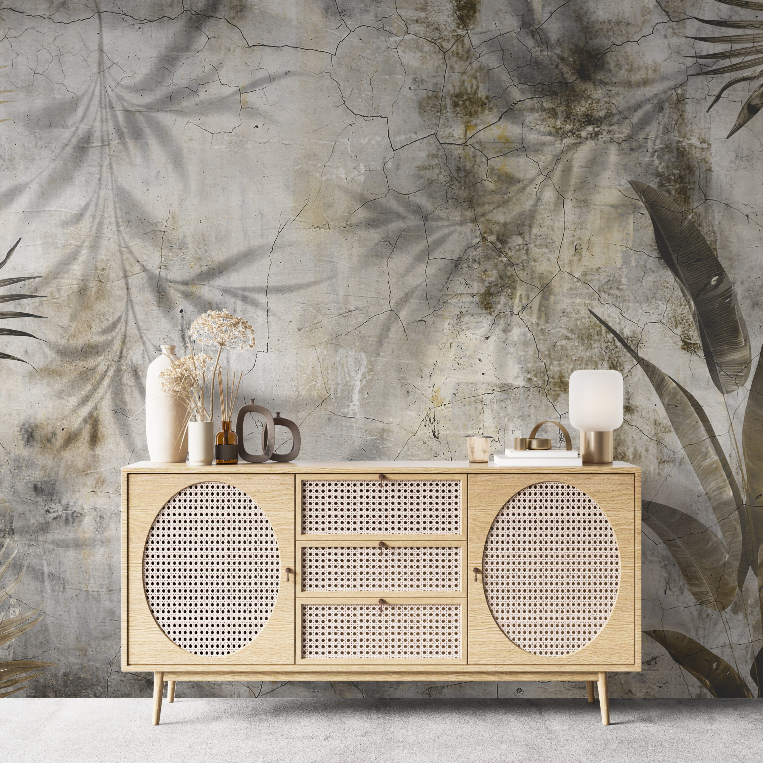 Wandmalerei eines Dschungels an der Wand