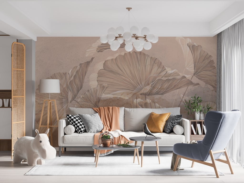 Fototapete Exotische Blätter in Pastellfarben