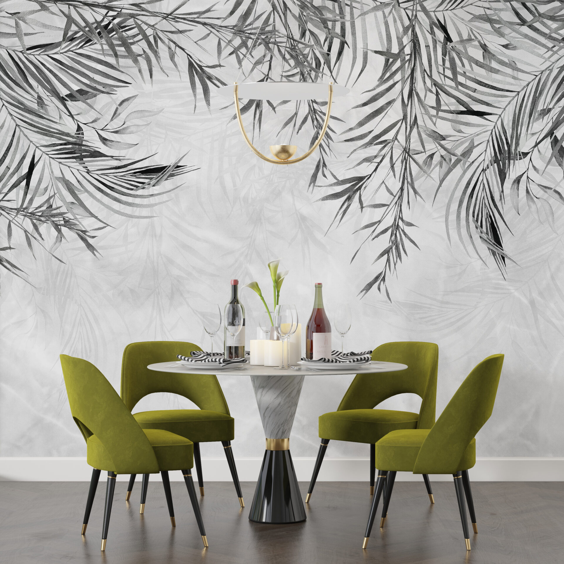 Fototapete Exotische Blätter im Wind