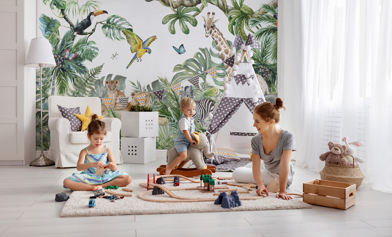 Fototapete Exotische Tiere für Kinder