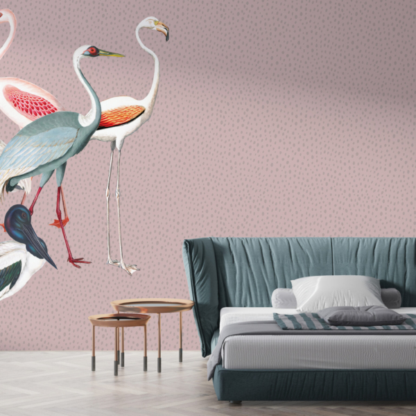 Wandbild Flamingos in Dots