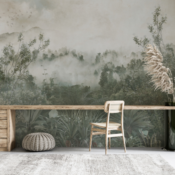 Wandgemälde Berg in einem tropischen Busch