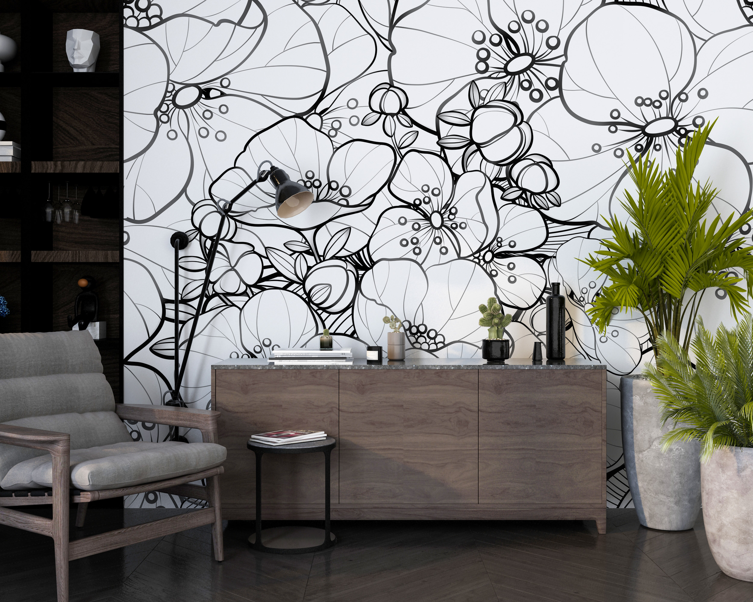 Wallpaper Weiße Blume Grafik