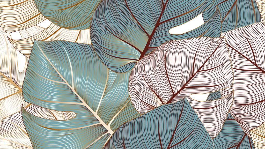 Wandgrafik mit exotischen Blättern – Bild 3