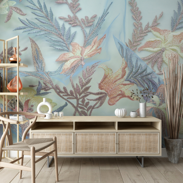 Wandgemälde Gestickte Blumen