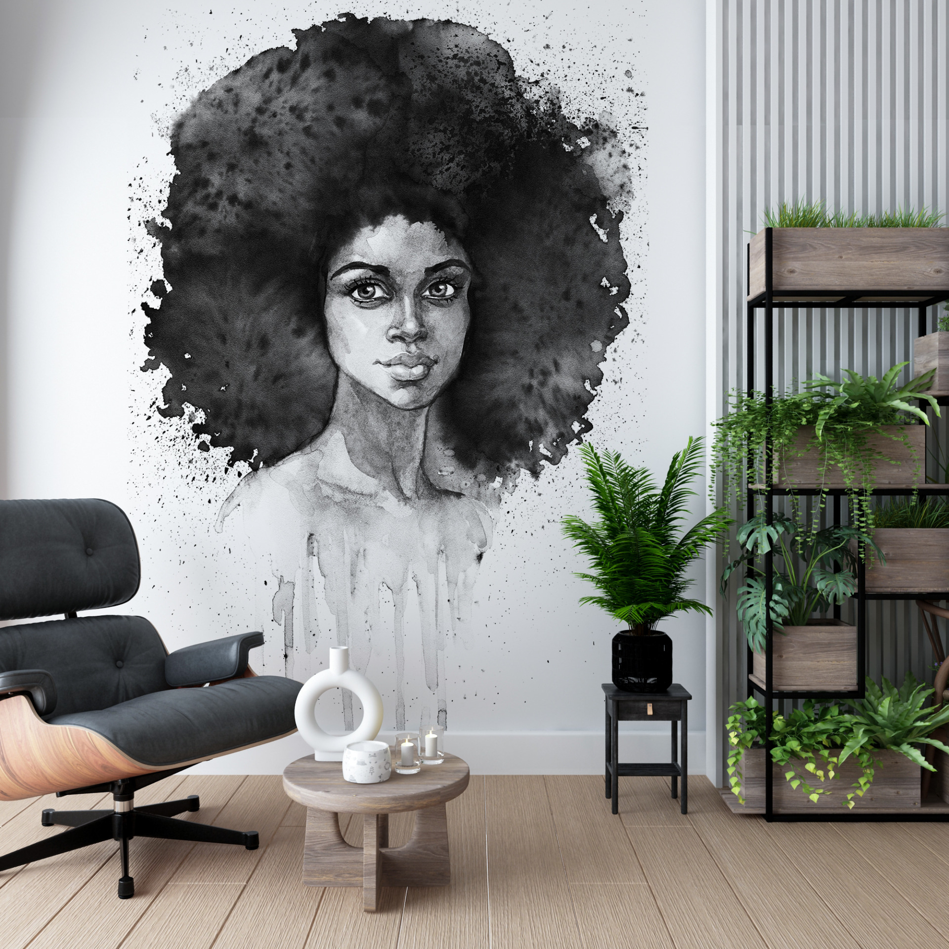 Wandmalerei aus ihrem Haar