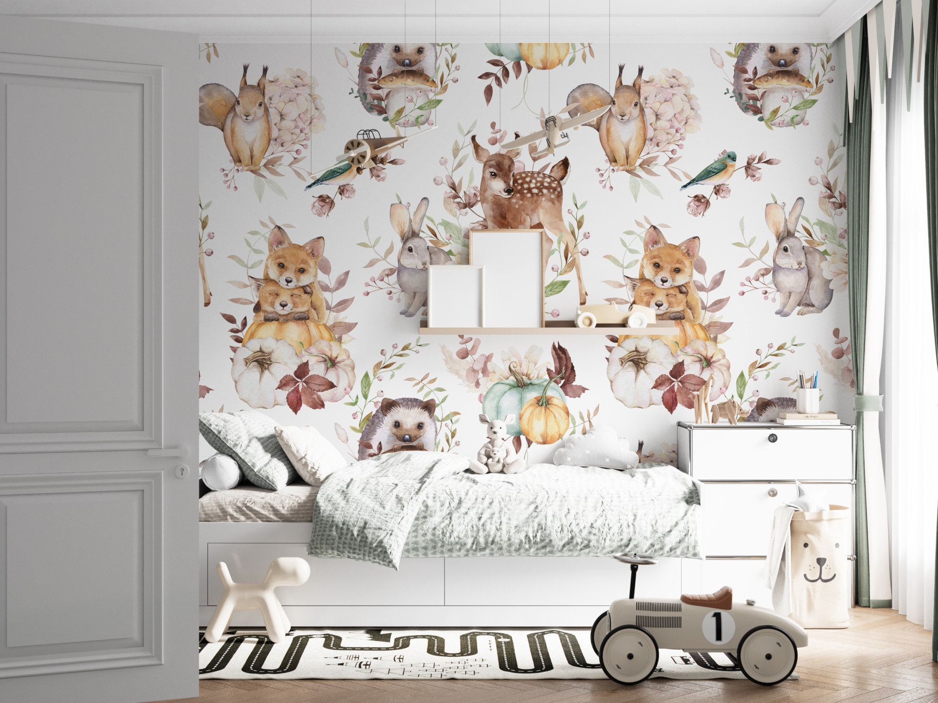 Fototapete mit Herbst-Waldtieren