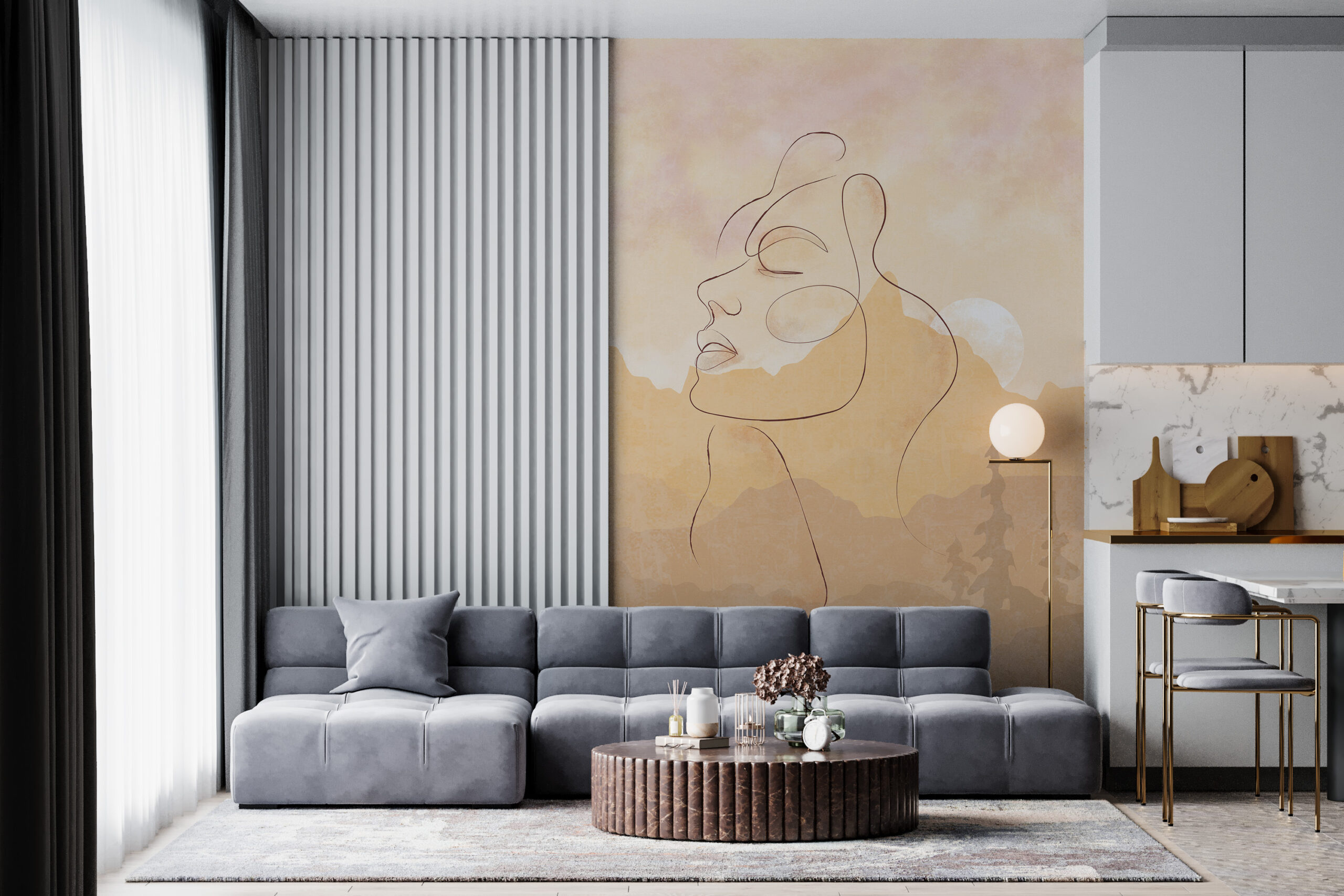 Wandgemälde einer Frau in den Bergen