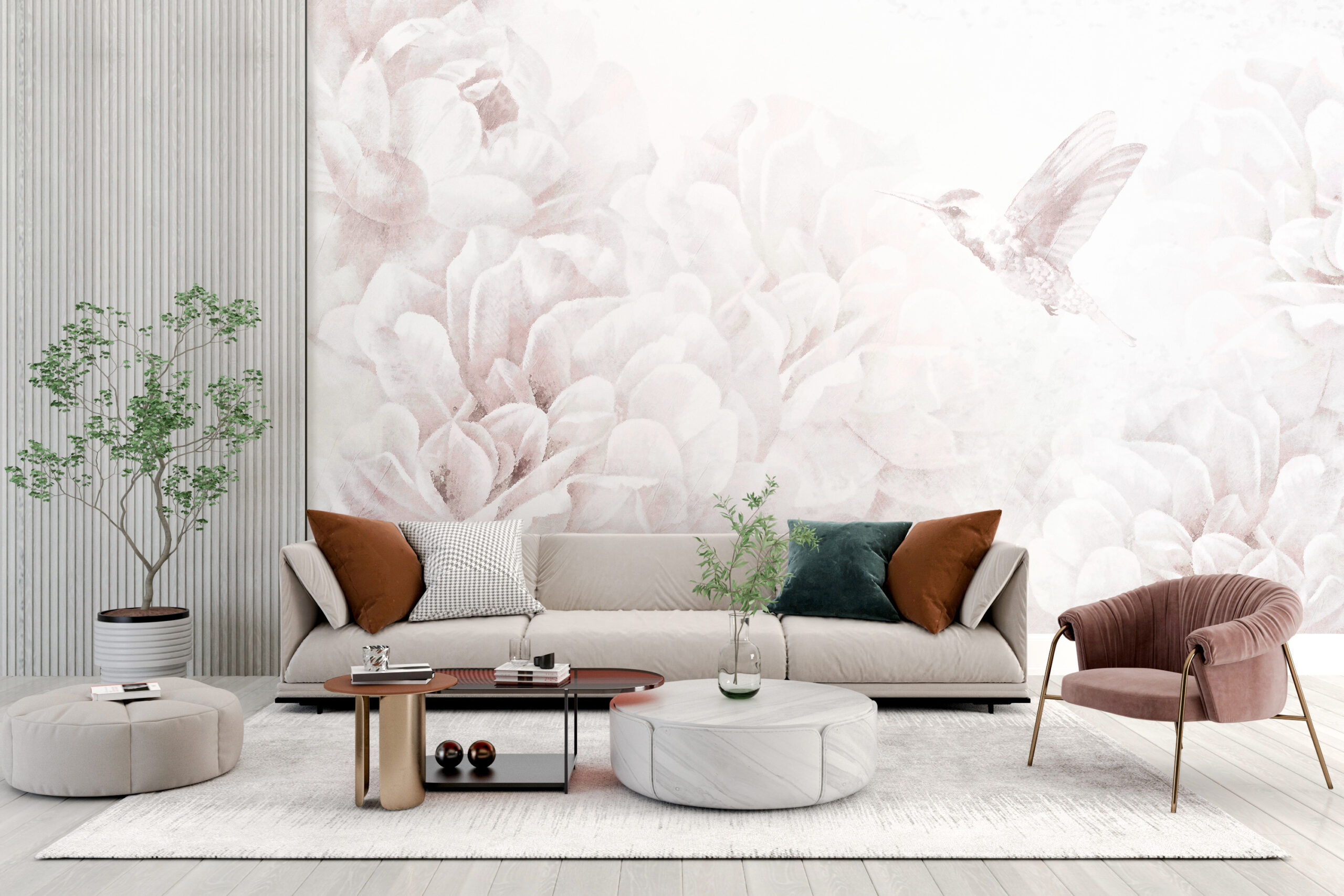 Fototapete Kolibri in Weiß