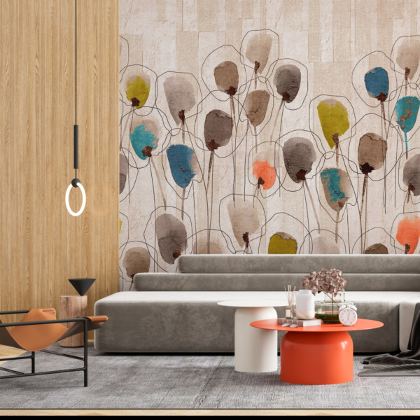 Fotomontage Bunte Blumen auf einer Wiese