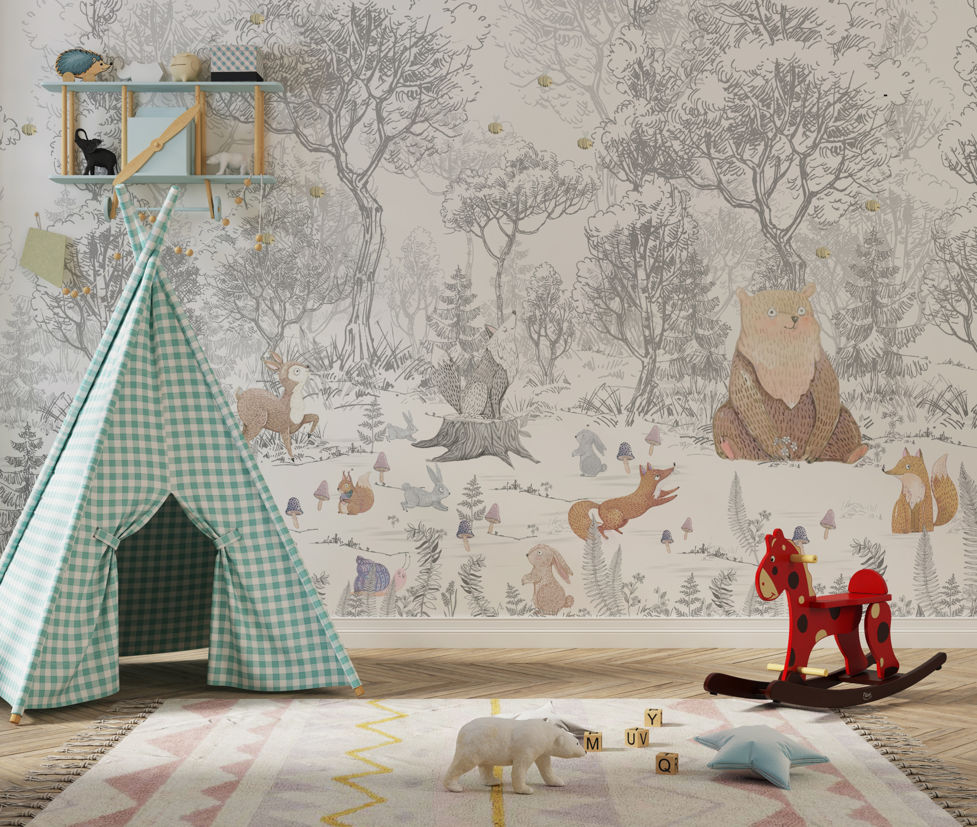 Fototapete Bunte Waldtiere