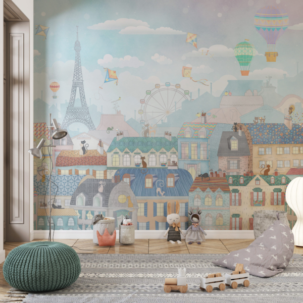 Buntes Pariser Wandgemälde