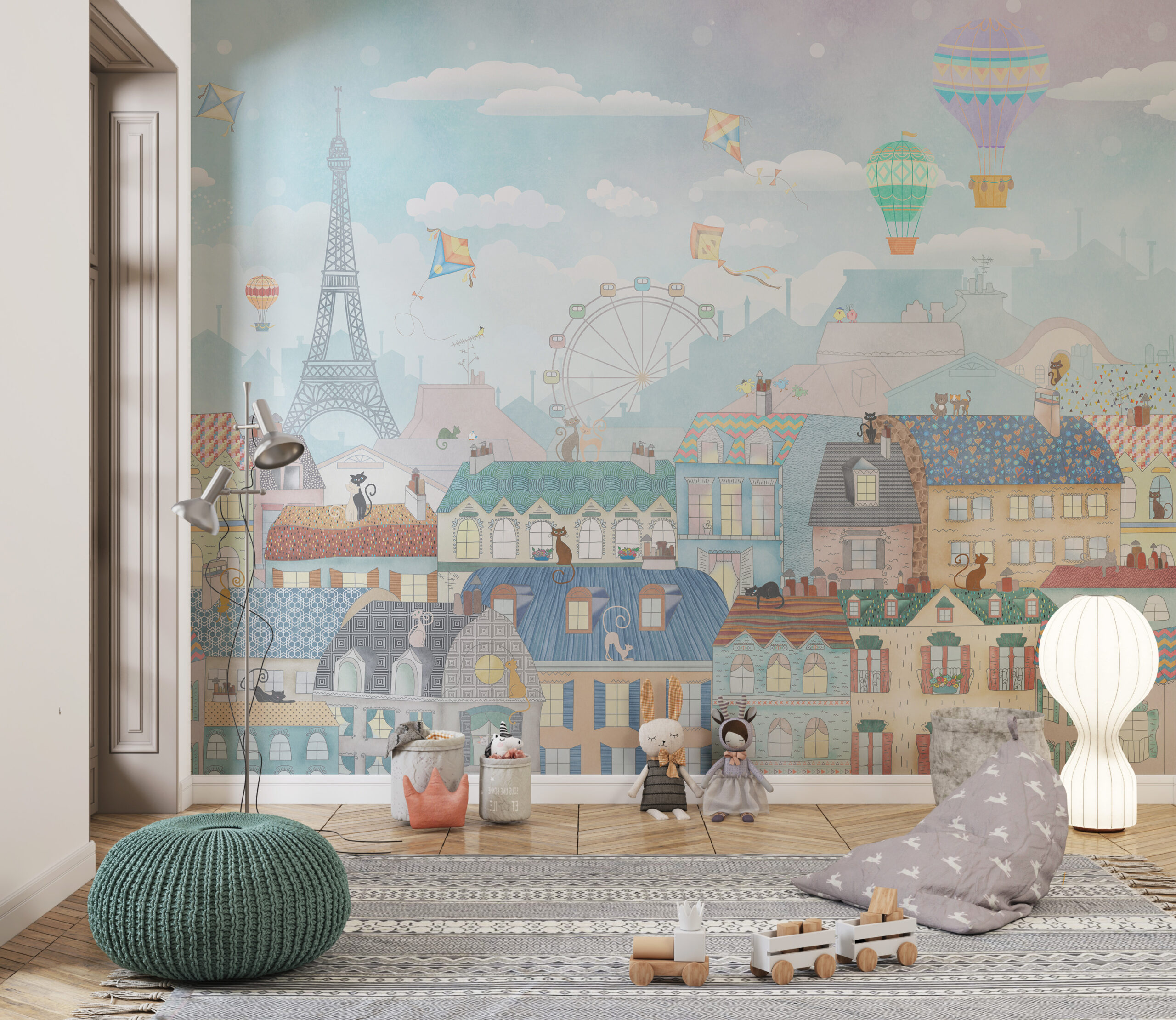 Buntes Pariser Wandgemälde