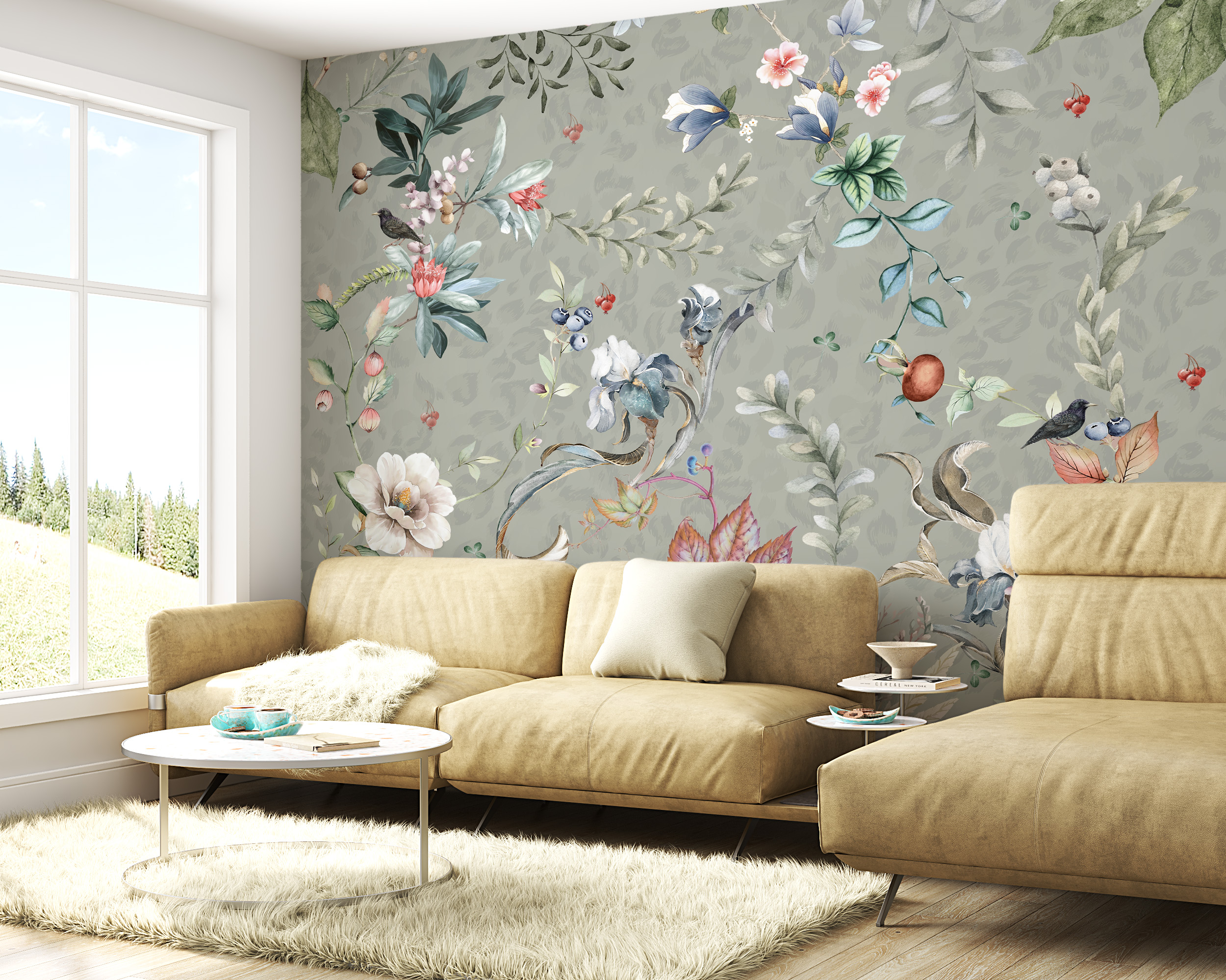 Fototapete Blumen und Blätter