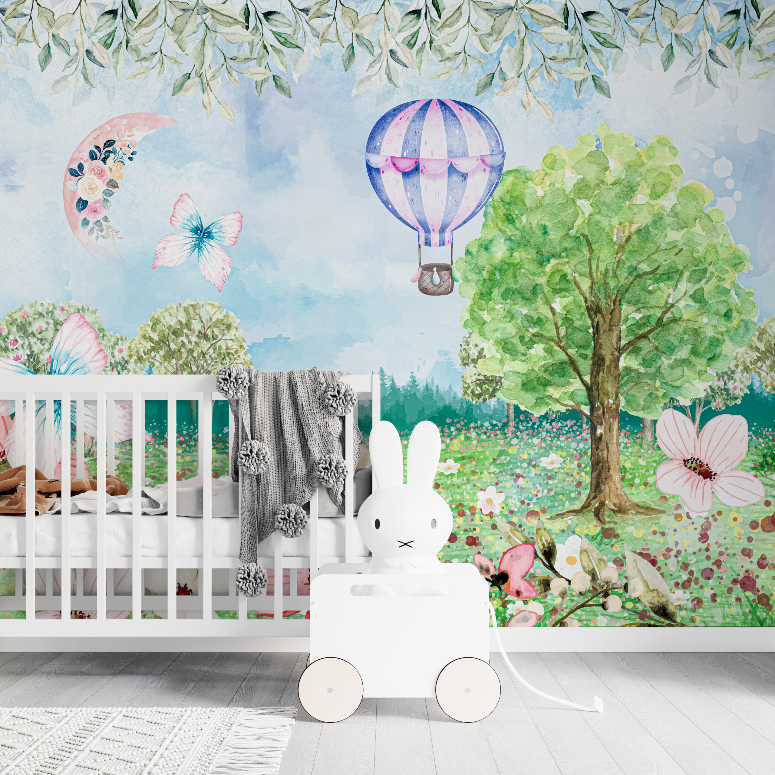 Fototapete Blumen und Schmetterlinge