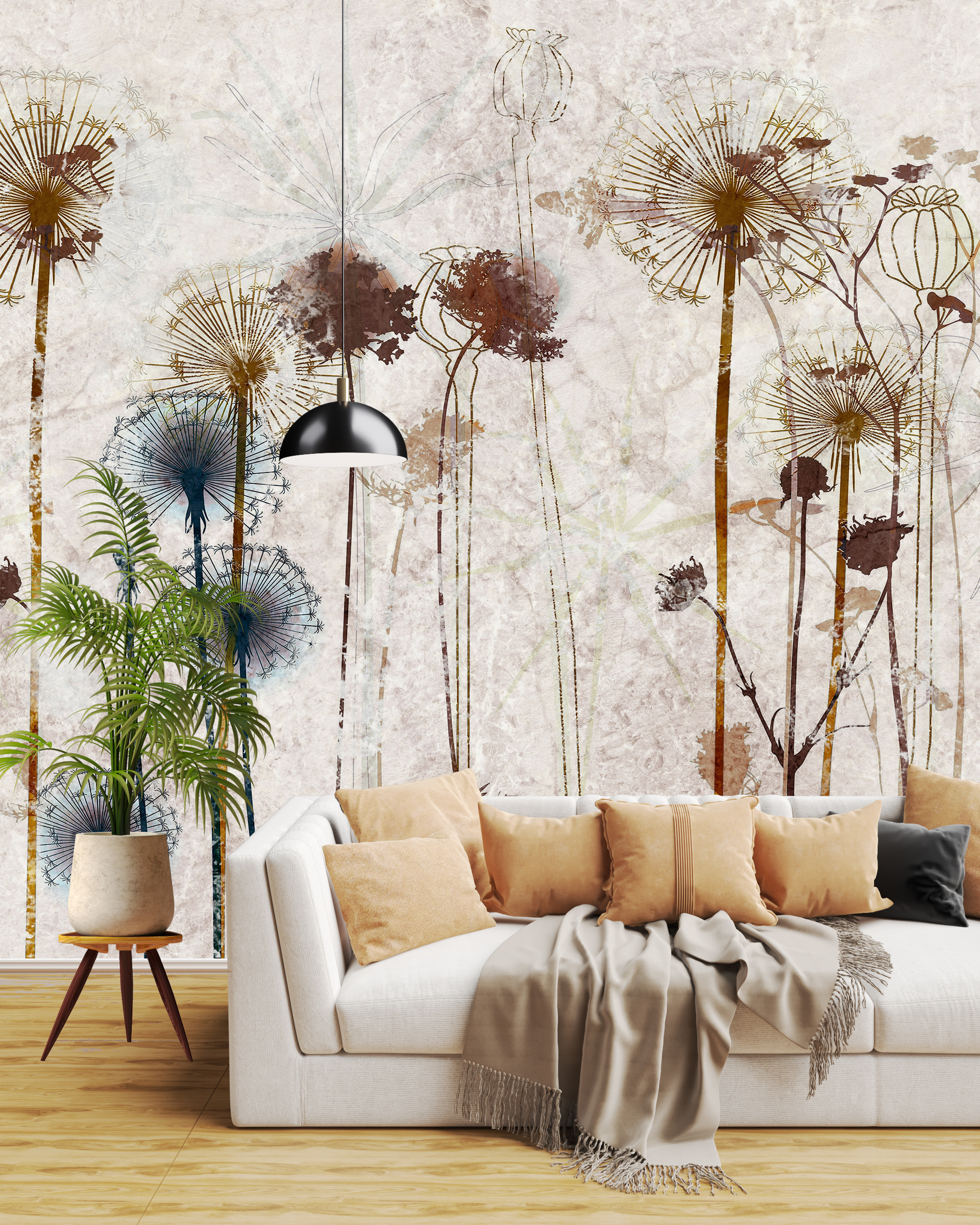 Wandgemälde eines Waldes voller Schmeißfliegen