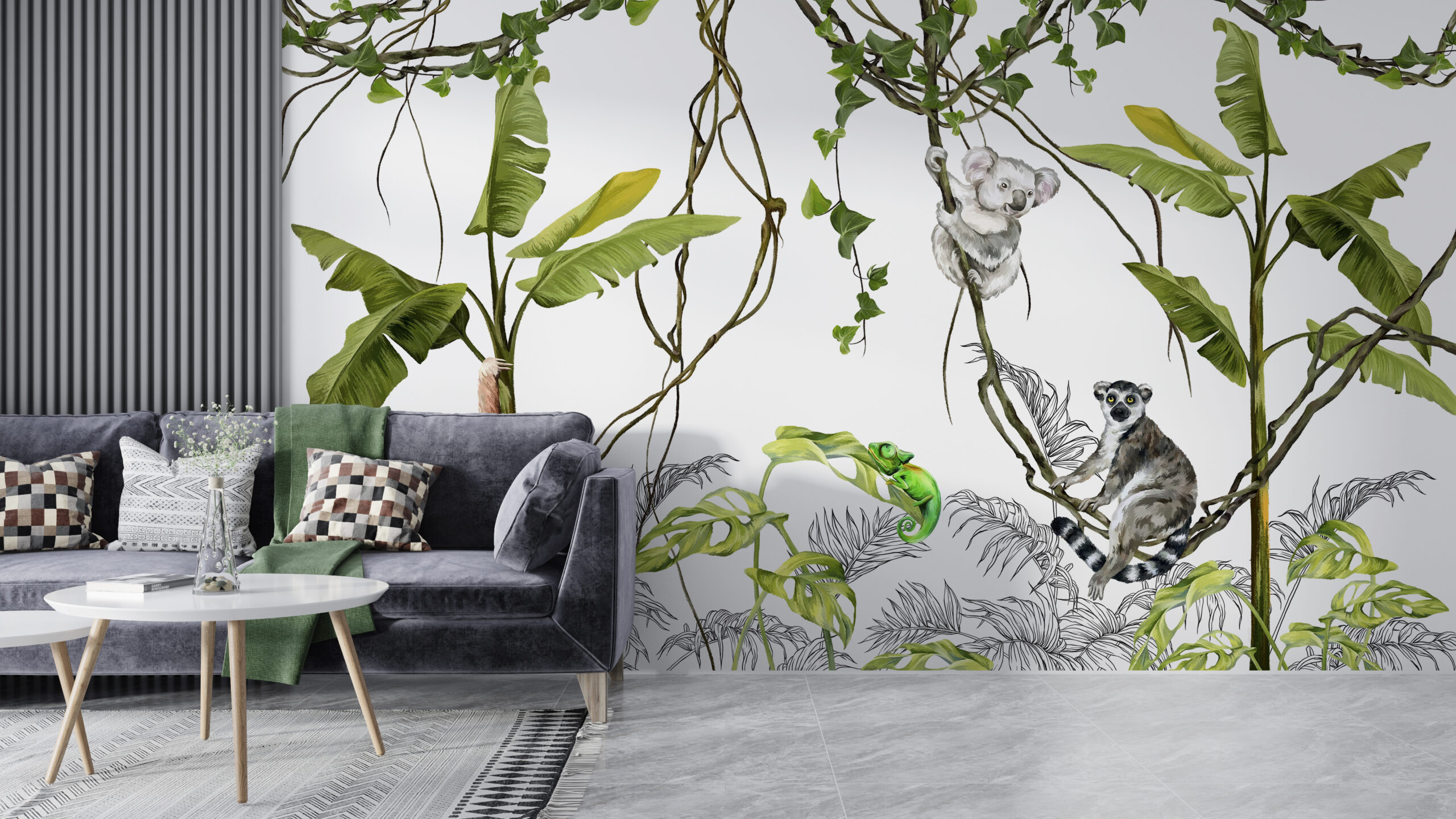 Wandbild Lemur auf Liane