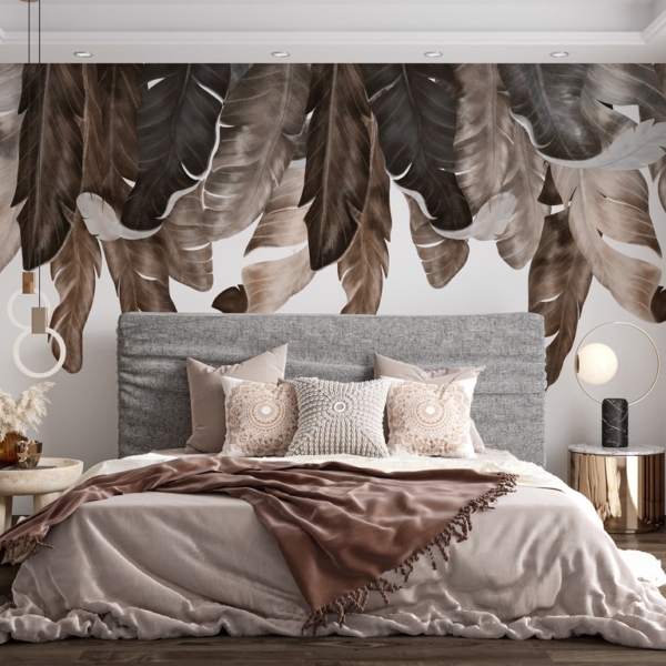 Fototapete mit Bananenblättern in Brauntönen