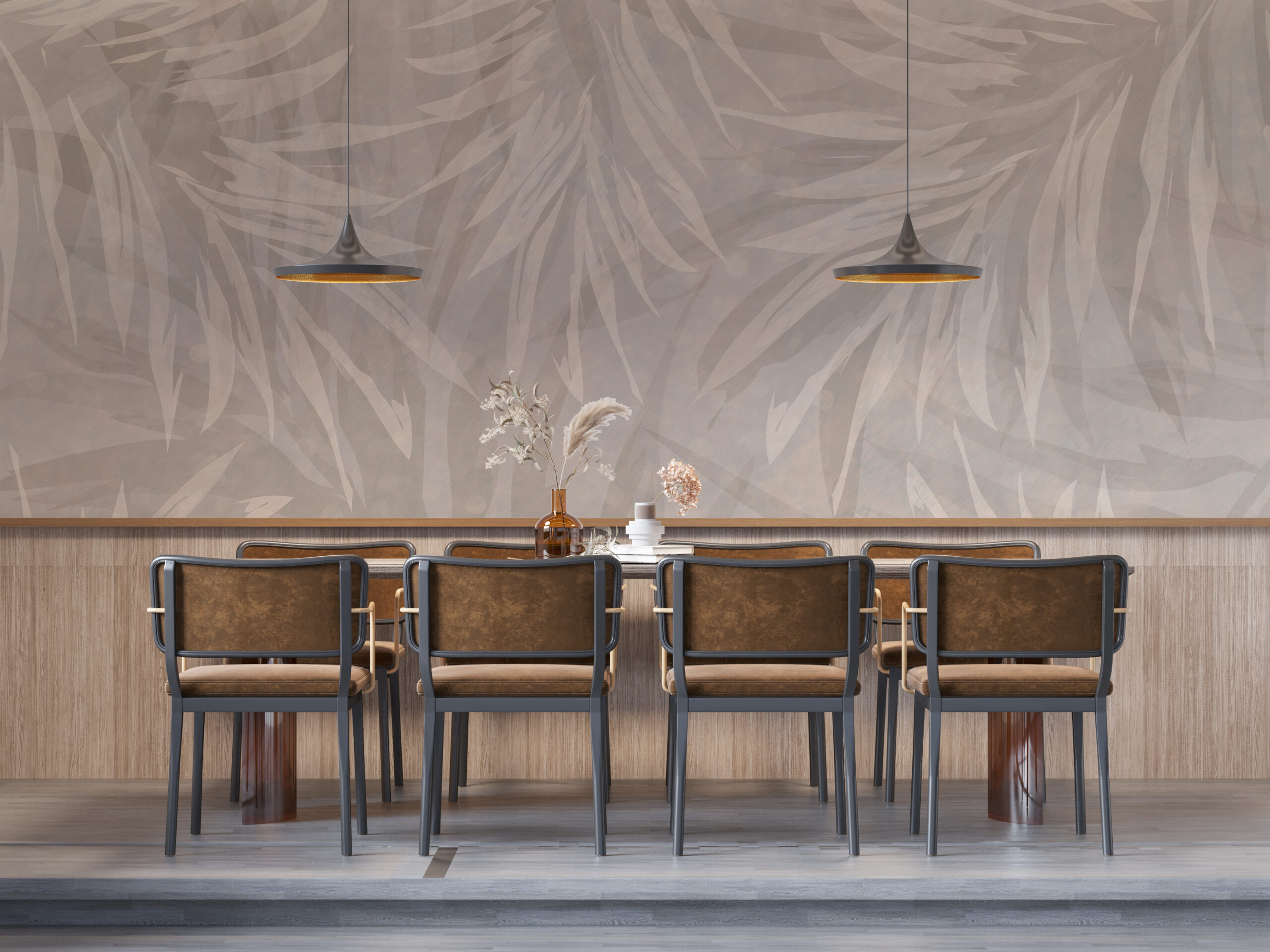 Fototapete Blätter an der Wand