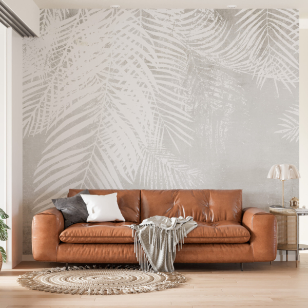 Tapete Palmblätter Weiß