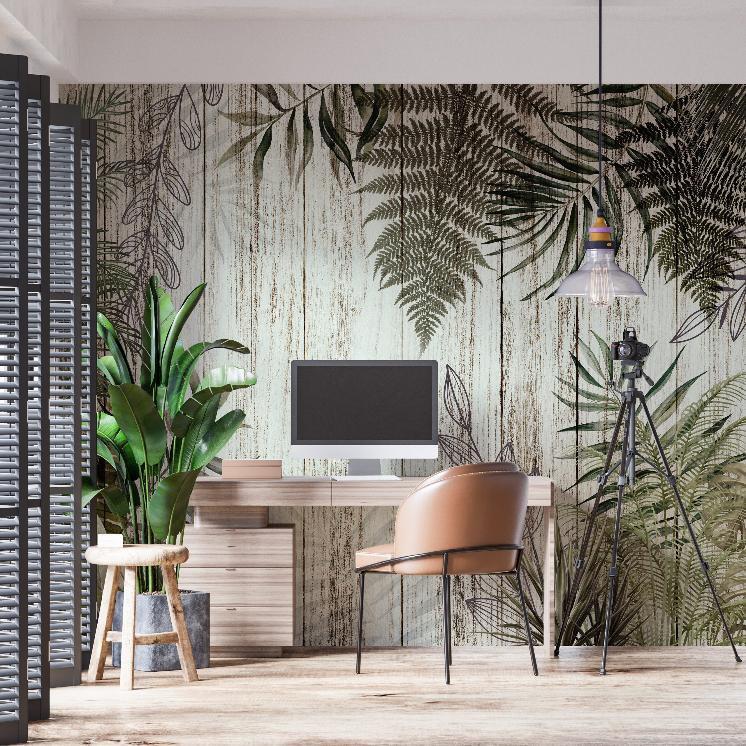 Wandmalerei Farnblätter