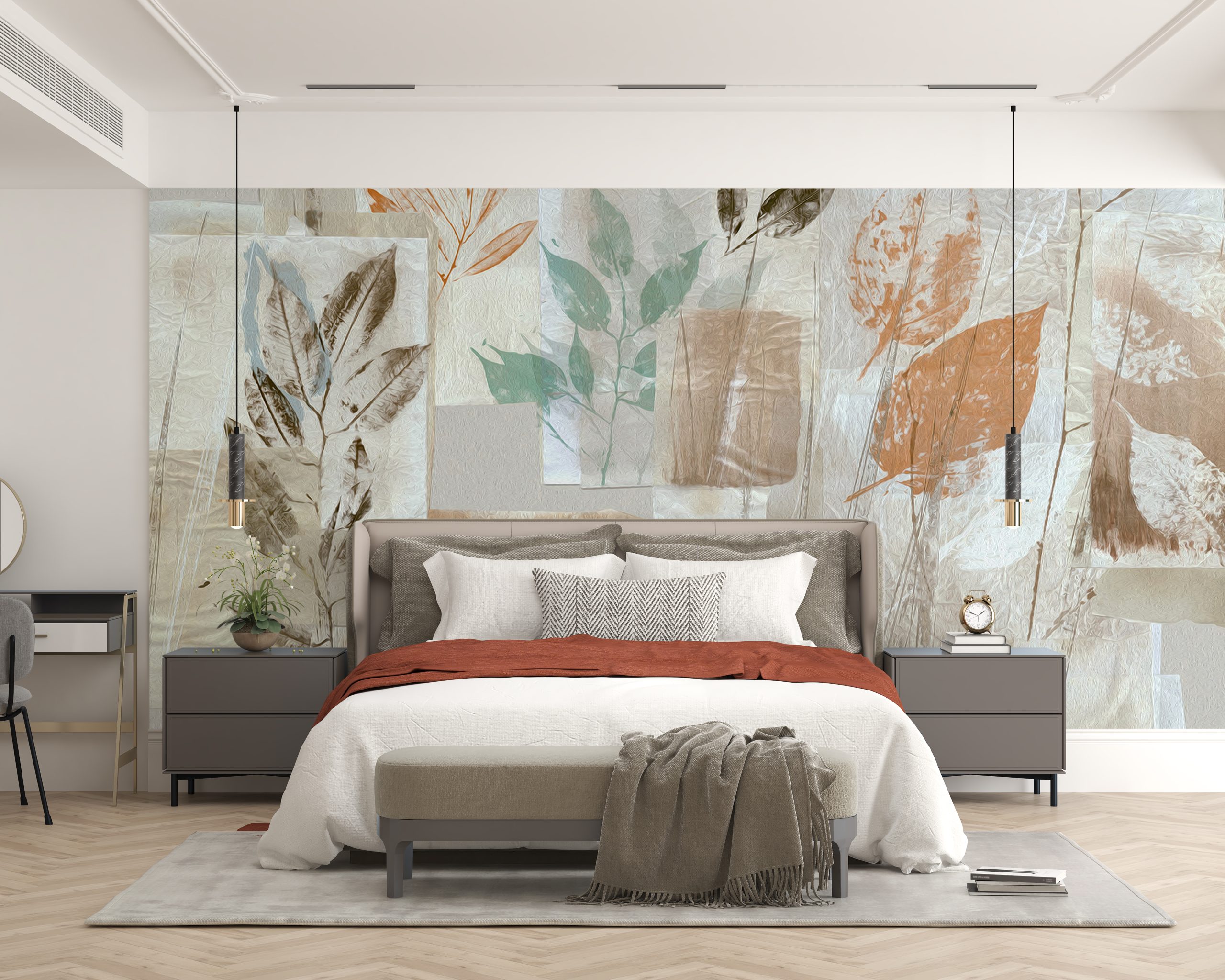 Fototapete Blätter und Rechtecke