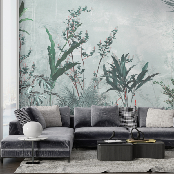 Wandmalerei aus Blättern und Gräsern