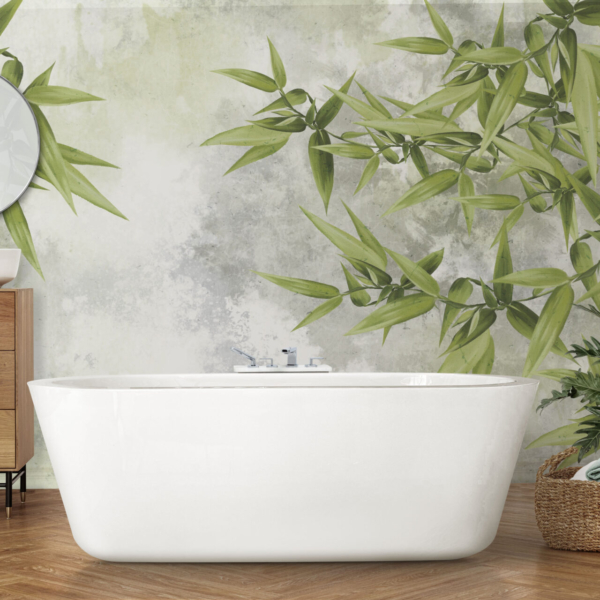 Tapete Blätter gegen einen grauen Himmel