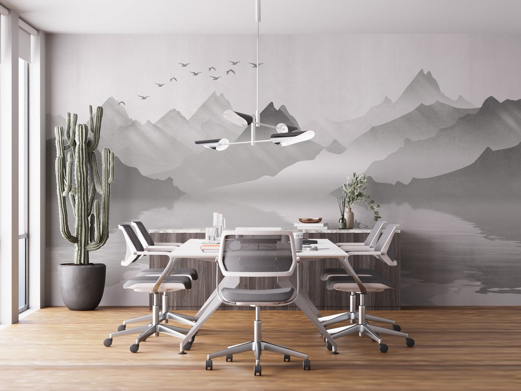 Fototapete Boot auf einem Bergsee