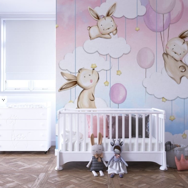 Hintergrundbild Kleine Häschen auf Wolken