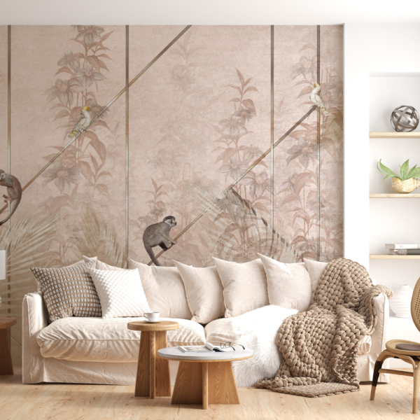 Wandgemälde mit Affen in Mustern