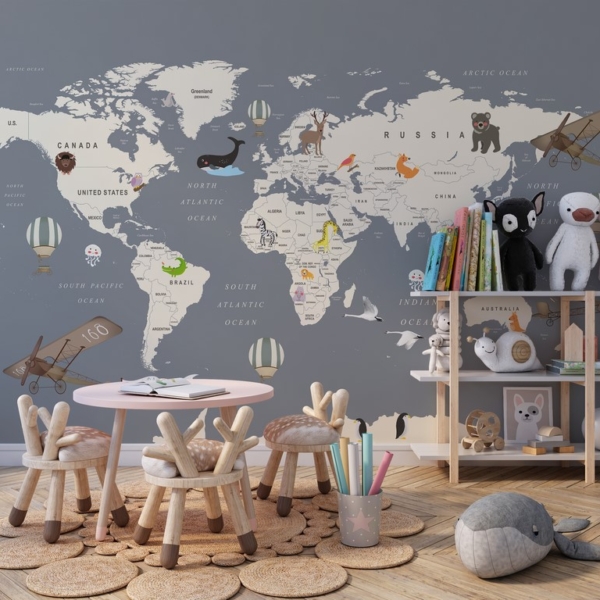 Fototapete Weltkarte für Kinder