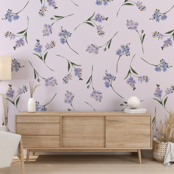 Blaue Blumenmotivtapete