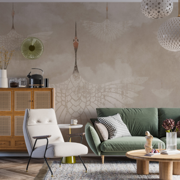 Wandgemälde mit fliegenden Vögeln