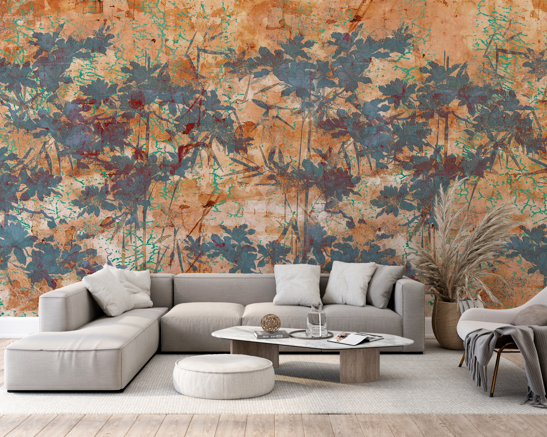 Blaue Pflanzen Tapete