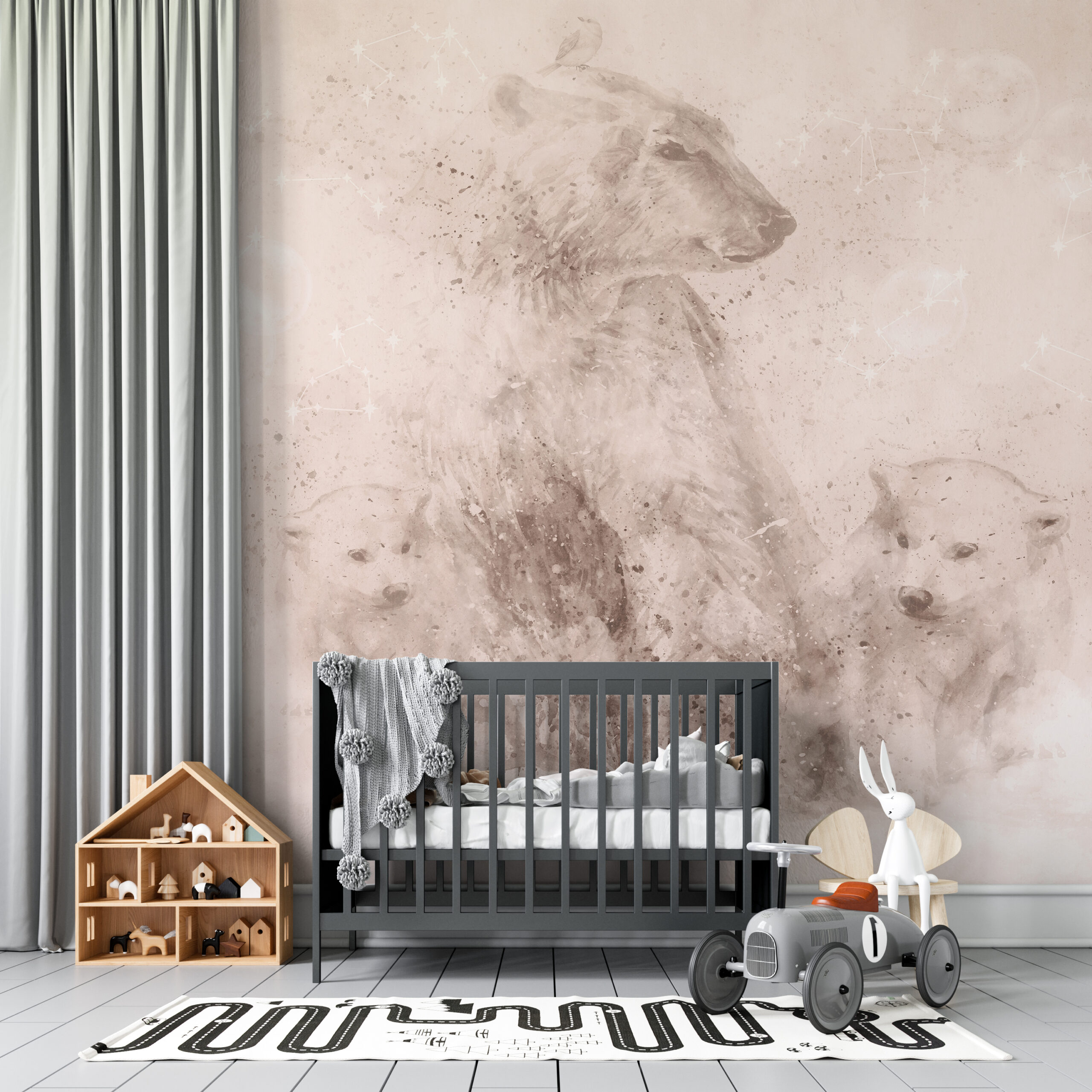 Wandgemälde einer Bärenfamilie