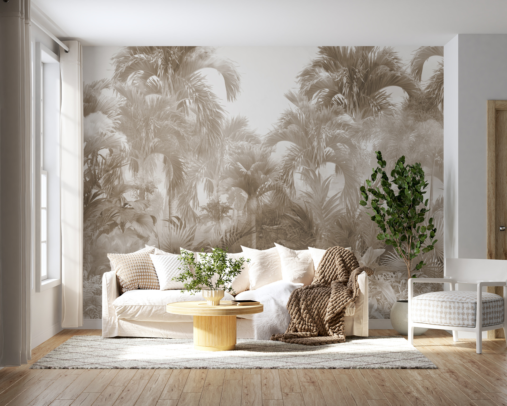 Fototapete Unentdeckter Dschungel in Sepia