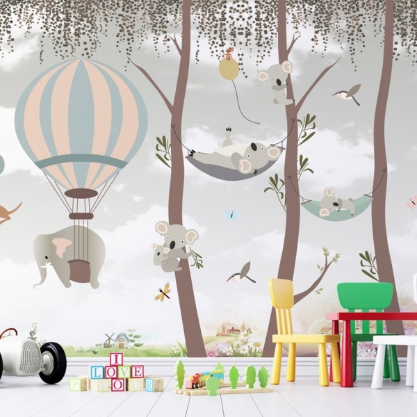 Fototapete Panda auf einer Hängematte für Kinder