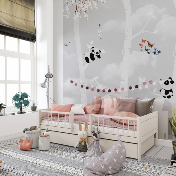 Wandgemälde von Pandas in den Bäumen